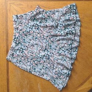 LC Lauren Conrad Pink & Green Floral Ruffle Skirt